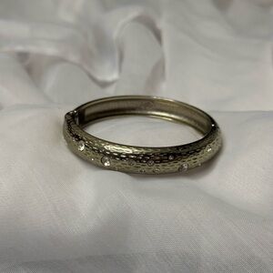 Premier Designs Marigold Gold Hinged Bangle Bracelet with Crystals